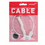 Дата-кабель Smartbuy USB-Type C,  SPIRAL, 0,8 м, белый (ik-3112sp white)