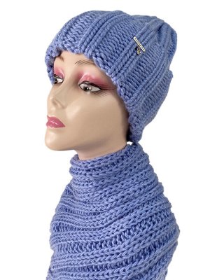 Комплект шапка женская и снуд, цвет голубой