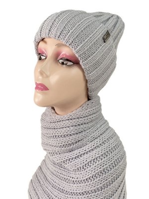 Комплект шапка женская и шарф, цвет серый