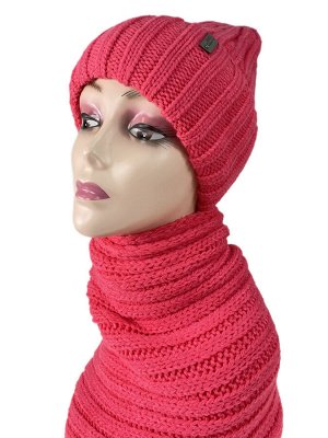 Комплект шапка женская и шарф, цвет розовый