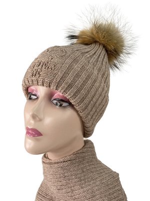 Комплект шапка женская и снуд, цвет коричневый