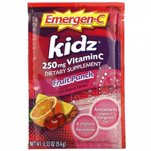 Emergen-C, Kidz, смесь для газированных напитков со вкусом витамина C, фруктовый пунш, 250 мг, 30 пакетиков по 9,4 г (0,33 унции)