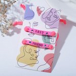 Браслеты &quot;Неразлучники&quot; best friend, прозрачные пряжки, цвет бело-розовый, 7см