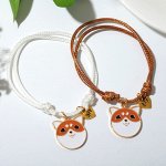 Браслеты &quot;Неразлучники&quot; корги мордочки, цвет бело-коричневый в золоте, d=6см