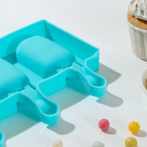 Форма для мороженого «Эскимо волна», 19,4x13 см, 3 ячейки (7x4 см), цвет МИКС