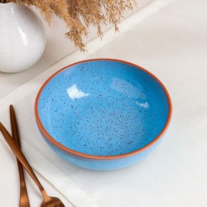 Тарелка "Борщ", красная глина, синяя, 0.7 л