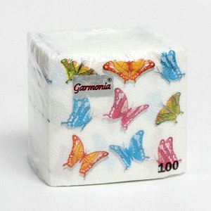 Салфетки бумажные Гармония цвета Бабочка, 100 листов