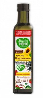 Здоровое меню масло подсолнечное нерафин. 250мл ПЭТ 1/9