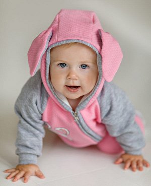 Лапушка Костюм детский трикотажный кофта с капюшоном и штаны из капитония ЗАЙКА цвет Розовый
