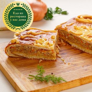 Пирог слоено-дрожжевой с мясом и рисом