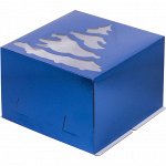 Коробка для торта «Ёлка» синяя 28х28х18 см