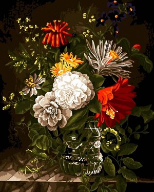 Рх-058 Набор для творчества LORI Картина по номерам Цветы в граненой хрустальной вазе