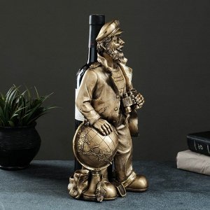 Подставка для бутылки «Капитан с глобусом», 35x22x18 см, под бронзу с позолотой