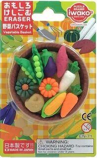 IWAKO стирательная резинка, корзинка с овощами, в блистерной упаковке 10шт*16бл Арт-60072