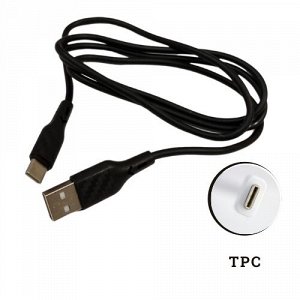 USB провод силиконовый для зарядки TPC, 1 метр, чёрный, 213722, арт.600.039