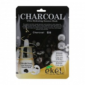 [EKEL] Маска тканевая с экстрактом древесного угля, CHARCOAL Ultra Hydrating Essence Mask, 25 мл