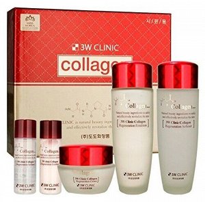 Набор из трёх косметических средств с коллагеном для ухода за лицом	3W Clinic Collagen Skin Care 3 Items Set