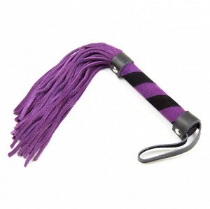 Флоггер пурпурный из замши с плетеной рукояткой "Вираж"
