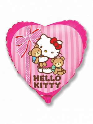 Фольга шар сердце Hello Kitty 18"/45 см 1шт Испания