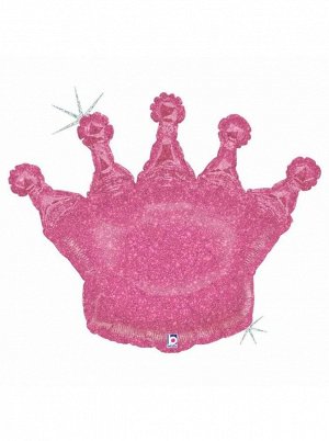 Фольга шар Корона розовая голография