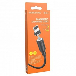 Кабель USB - Apple lightning Borofone BX41 Amiable магнитный  100см 2,4A (black)