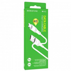 Кабель USB - micro USB Borofone BX43 CoolJoy  100см 2,4A (white)