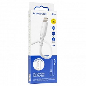 Кабель USB - Apple lightning Borofone BX47 Coolway  100см 2,4A (white)