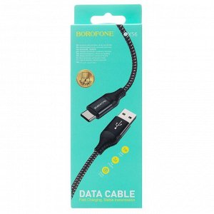 Кабель USB - Type-C Borofone BX56  100см 3A (black)