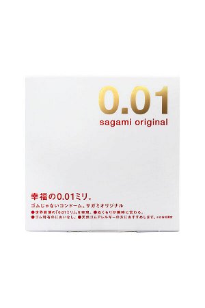Презервативы Sagami, original 0.01, полиуретан, 17 см, 5,5 см, 1 шт.