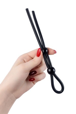 Лассо на пенис A-Toys by TOYFA Riat с двумя бусинами, силикон, черное, 19,5 см