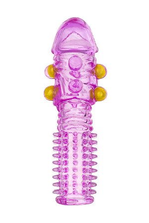 Насадка на пенис с шариками TOYFA Basic, TPE, фиолетовый, 14 см