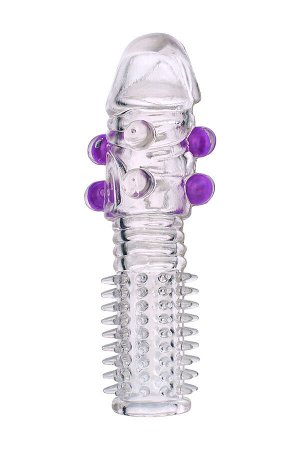 Насадка на пенис с шариками TOYFA Basic, TPE, прозрачный, 14 см