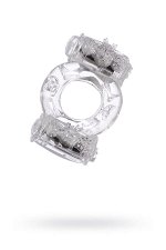 Эрекционное кольцо на пенис с двойной вибрацией TOYFA Basic, TPE, прозрачный