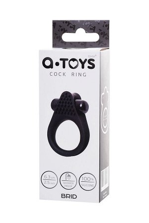Виброкольцо на пенис A-Toys by TOYFA Brid, силикон, черный, 6,3, ? 3,1 см