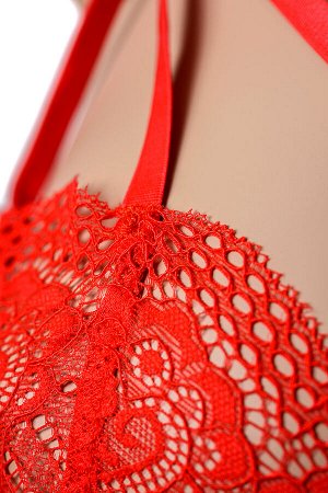 Эротическое боди Candy Girl Charis, кружево, сетка, красный, XL