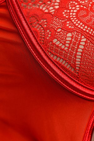 Эротическое боди Candy Girl Charis, кружево, сетка, красный, XL
