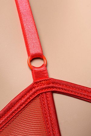 Эротическое боди Candy Girl Charis, кружево, сетка, красный, XL