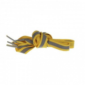 Шнурки для обуви, плоские, со светоотражающей полосой, 10 мм, 70 см, пара, цвет жёлтый