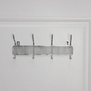 Вешалка настенная Доляна «Шах», 4 двойных крючка, 32.5x13x6 см, хромированная