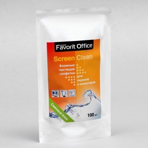 Запасной блок влажных салфеток Favorit Office Screen Clean, для экранов, 100 шт