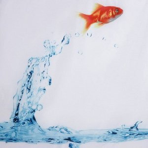 Штора для ванной Доляна «Золотая рыбка», с люверсами, 180x180 см, полиэстер