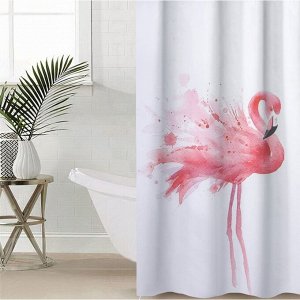 Штора для ванной Доляна «Душа фламинго», с люверсами, 180x180 см, полиэстер