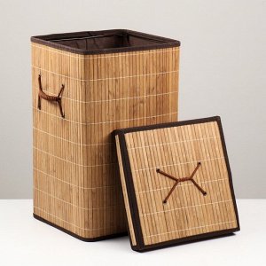 Корзина для хранения,квадрат, с ручками, складная, 30x30x50 см, бамбук