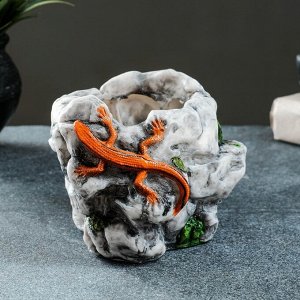 Фигурное кашпо "Камень с ящерицами" 17х15х15см