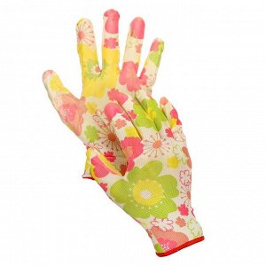 Перчатки нейлоновые, с нитриловым обливом, размер 9, «Цветок»