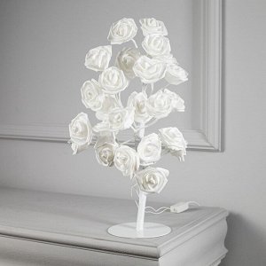Светодиодный куст «Розы белые» 45 см, 24 LED, постоянное свечение, 220 В, свечение тёплое белое