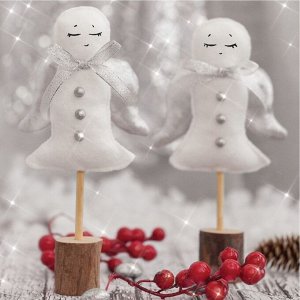 Фигурки на подставке «Снежные ангелочки», набор для шитья, 10,7 ? 16,3 ? 5 см