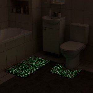 Набор ковриков для ванной и туалета Доляна «Светящиеся грани», 2 шт: 50x80, 50x40 см, цвет коричневый