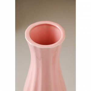 Ваза керамическая "Токио", настольная, геометрия, глянец, розовая, 29 см