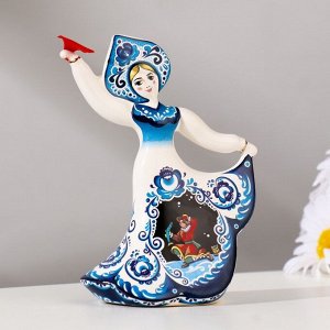 Сувенир-колокольчик "Кукла", гжель, 11,5 см, керамика